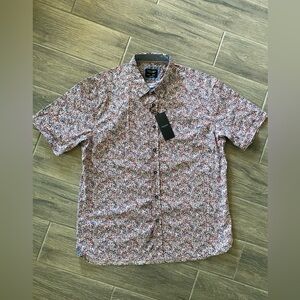 Short Sleeve Sunrise Kingdom Vintage Design Men’s Woven Shirt Dusty Pink XL NWT